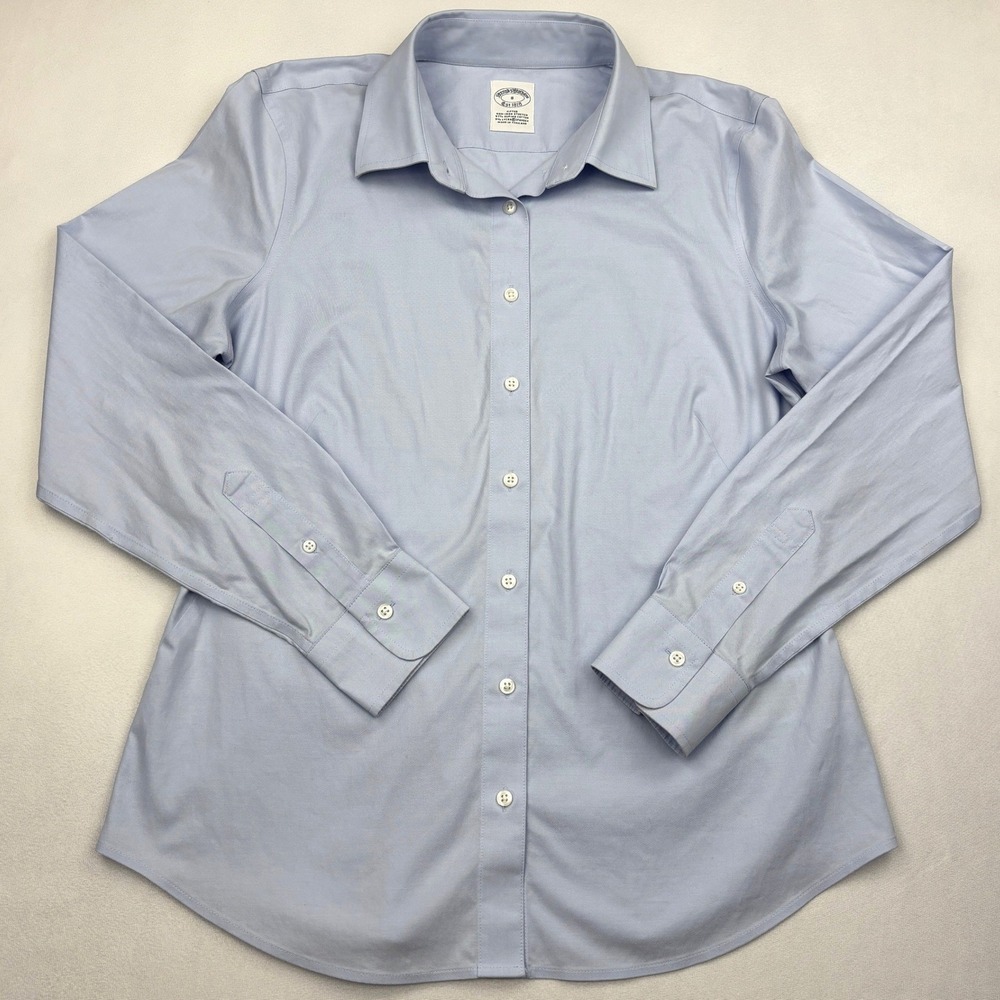 Brooks Brothers Shirt Womens 8 Light Blue Non-Iron Supima Cotton Stretch Blouse